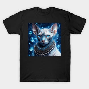 Shiny Blue Sphynx Portrait T-Shirt